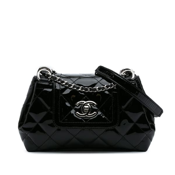 Pre-owned Chanel Small Quilted Patent Coco Shine Accordion Flap Black