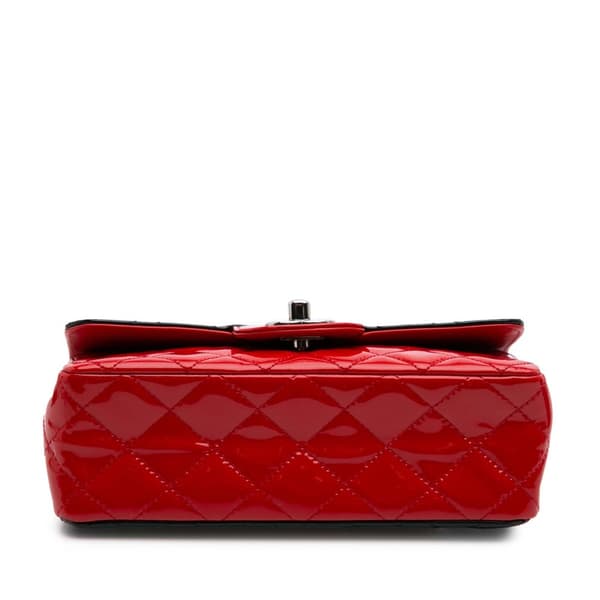 Pre-owned Chanel Mini Rectangular Classic Bicolor Patent Single Flap Red