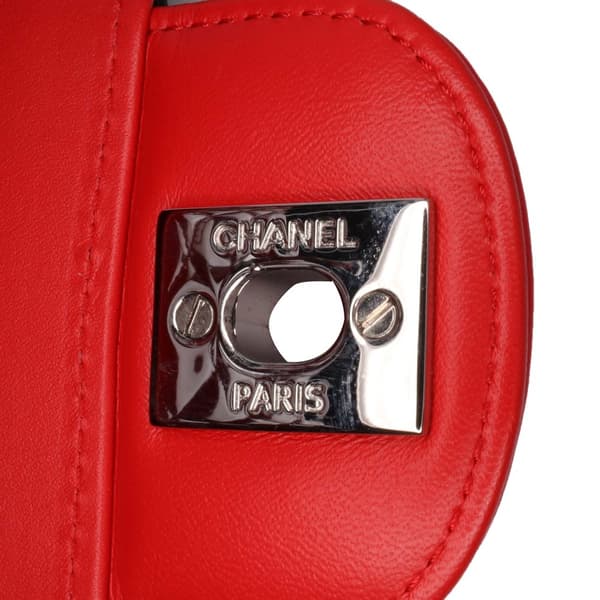 Pre-owned Chanel Mini Rectangular Classic Bicolor Patent Single Flap Red