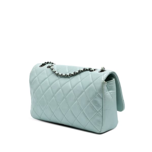 Pre-owned Chanel Medium Quilted Calfskin Coco Pleats Chain Flap Blue