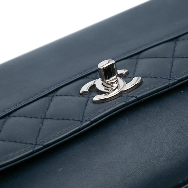 Pre-owned Chanel Mini Calfskin Tramezzo Flap Blue