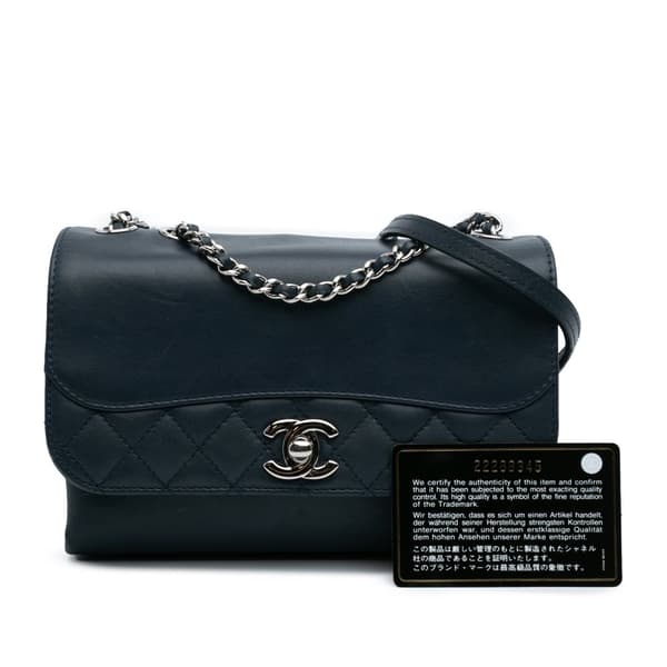 Pre-owned Chanel Mini Calfskin Tramezzo Flap Blue