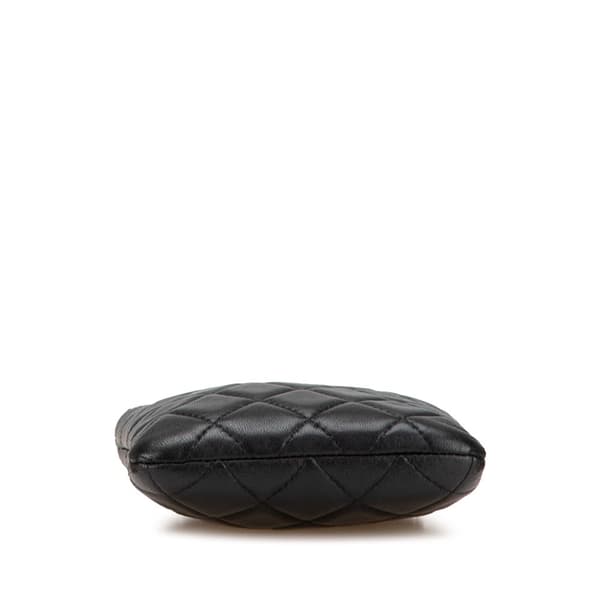Pre-owned Chanel CC Quilted Lambskin Phone Holder with Chain Black