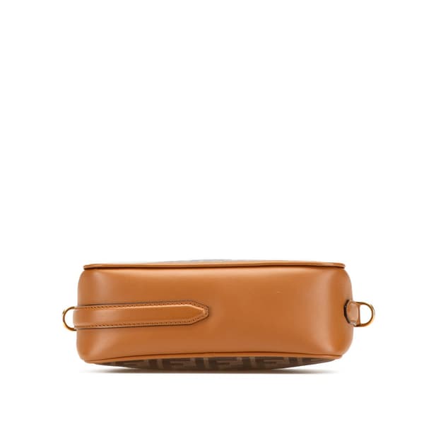 Pre-owned Fendi Glazed Fabric Vitello Century FF 1974 Camera Bag Brown