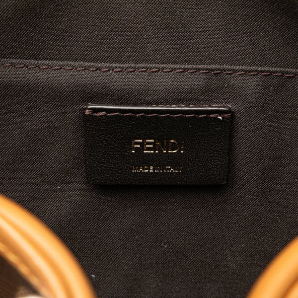 Pre-owned Fendi Glazed Fabric Vitello Century FF 1974 Camera Bag Brown