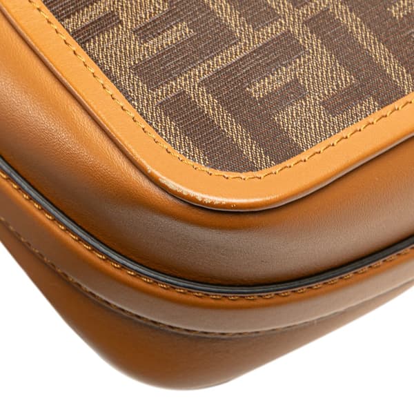 Pre-owned Fendi Glazed Fabric Vitello Century FF 1974 Camera Bag Brown