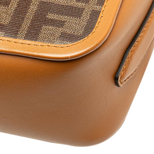 Pre-owned Fendi Glazed Fabric Vitello Century FF 1974 Camera Bag Brown