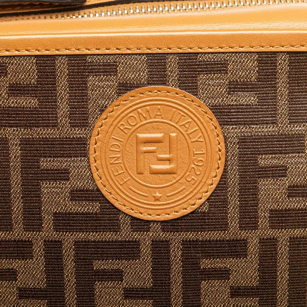 Pre-owned Fendi Glazed Fabric Vitello Century FF 1974 Camera Bag Brown