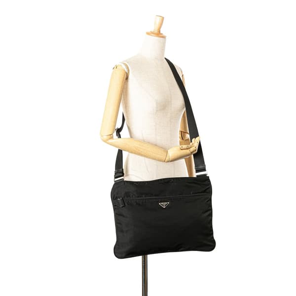 Pre-owned Prada Tessuto Zip Top Crossbody Black