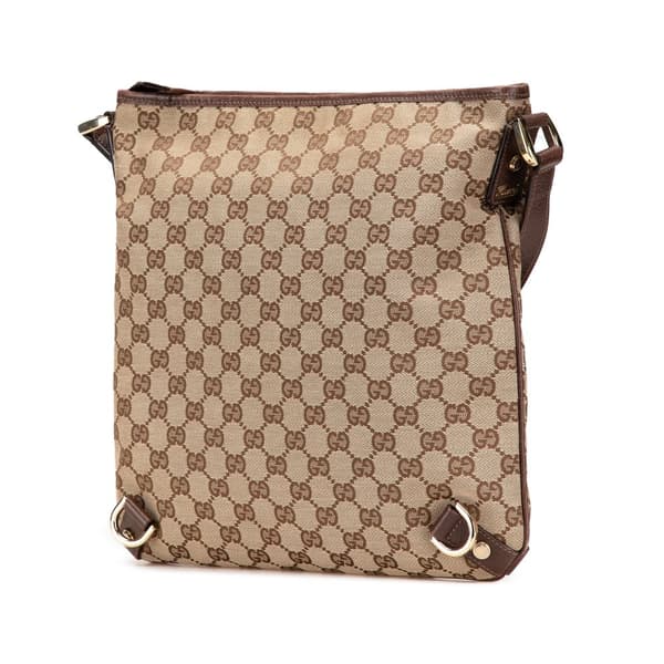 Pre-owned Gucci GG Canvas Abbey D Ring Crossbody Brown