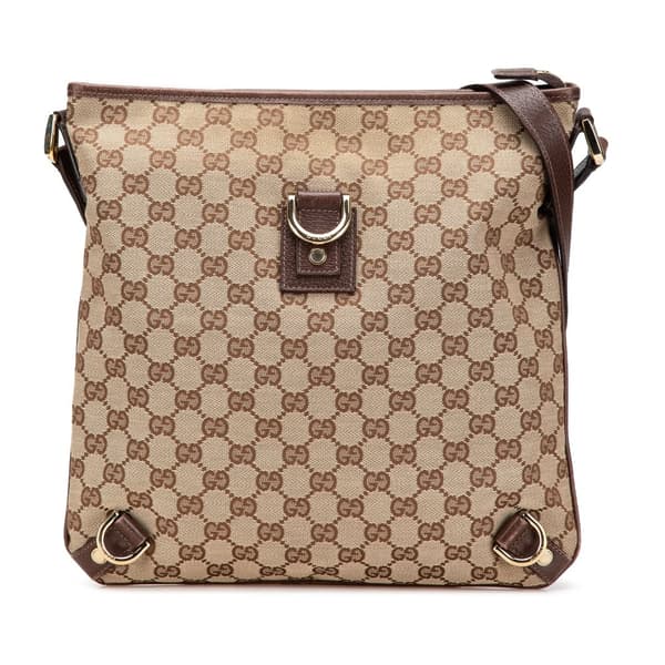 Pre-owned Gucci GG Canvas Abbey D Ring Crossbody Brown