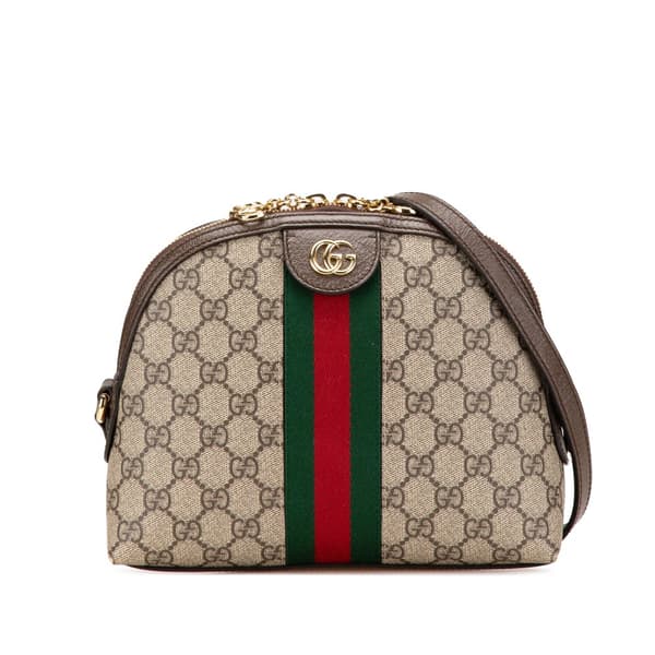 Pre-owned Gucci Small GG Supreme Ophidia Dome Crossbody Brown