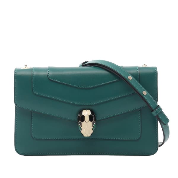 Pre-owned Bvlgari Leather Serpenti Forever Crossbody Green