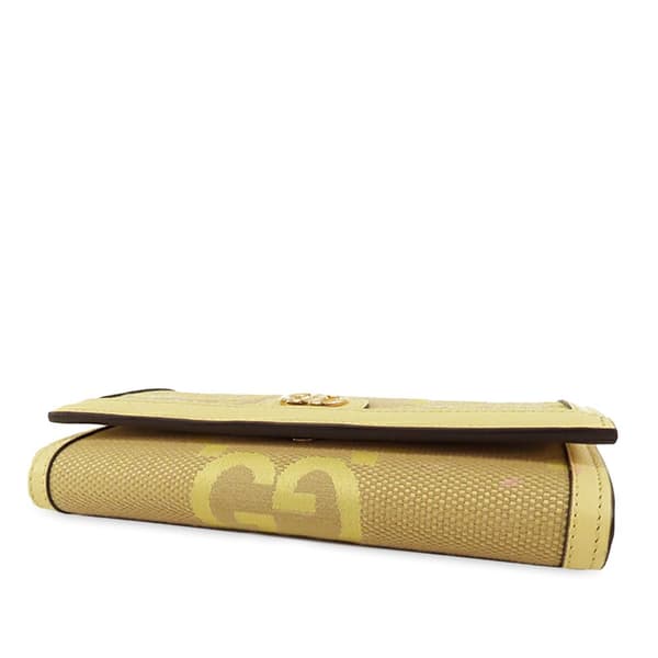 Pre-owned Gucci Jumbo GG Canvas Ophidia Continental Wallet on Chain Yellow