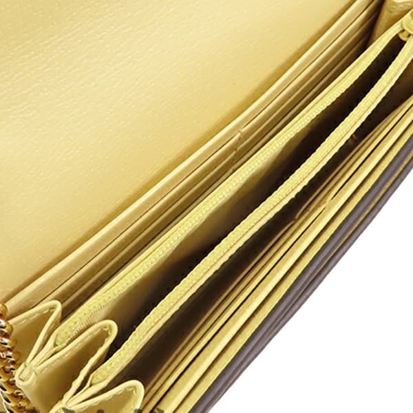 Pre-owned Gucci Jumbo GG Canvas Ophidia Continental Wallet on Chain Yellow