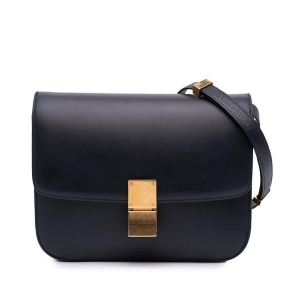 Pre-owned Celine Medium Calfskin Classic Box Black