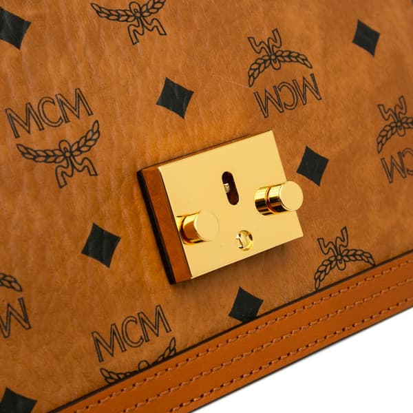 Pre-owned MCM Medium Visetos Coated Canvas Tracy Crossbody Brown