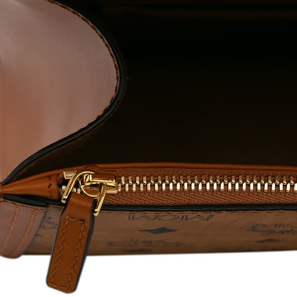 Pre-owned MCM Medium Visetos Coated Canvas Tracy Crossbody Brown