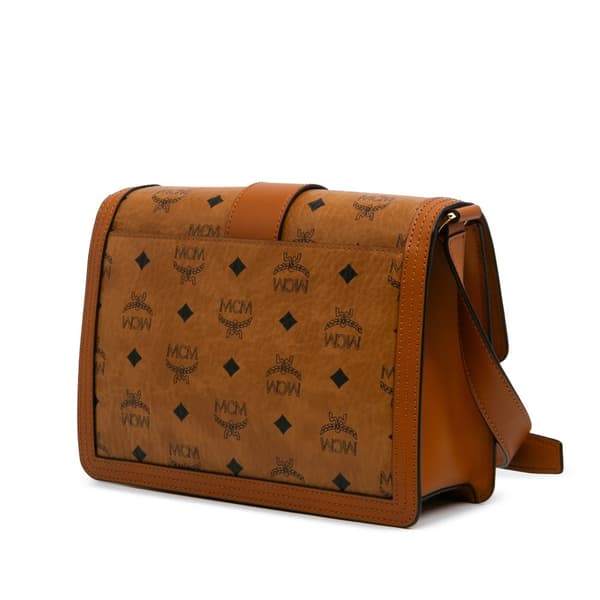 Pre-owned MCM Medium Visetos Coated Canvas Tracy Crossbody Brown