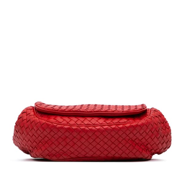 Pre-owned Bottega Veneta Nappa Intrecciato Flap Crossbody Red
