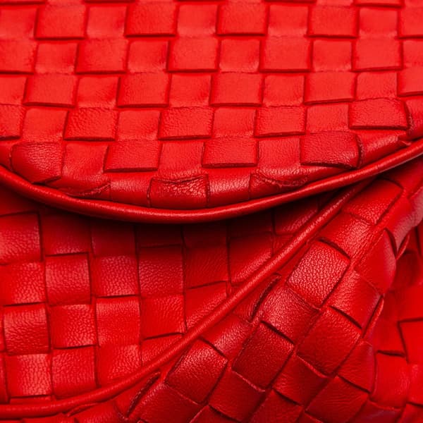 Pre-owned Bottega Veneta Nappa Intrecciato Flap Crossbody Red