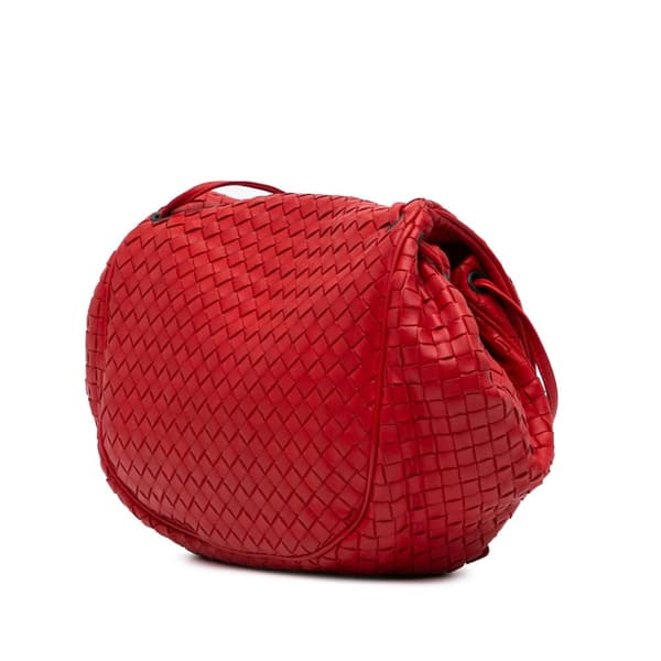 Pre-owned Bottega Veneta Nappa Intrecciato Flap Crossbody Red