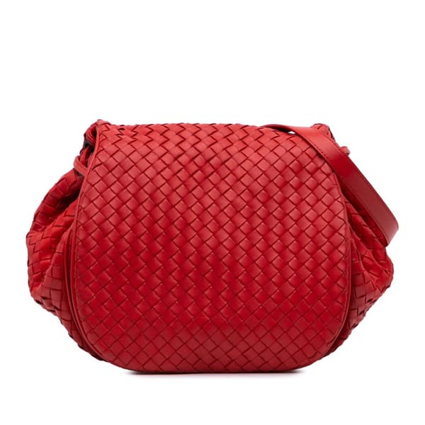 Pre-owned Bottega Veneta Nappa Intrecciato Flap Crossbody Red
