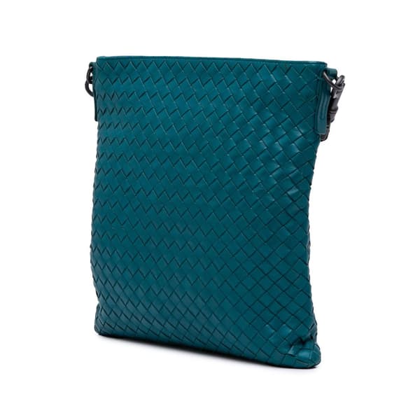 Pre-owned Bottega Veneta Nappa Intrecciato Crossbody Blue
