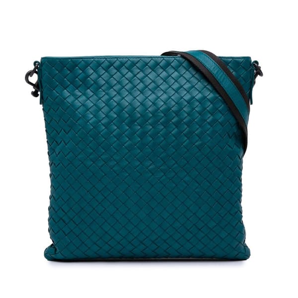 Pre-owned Bottega Veneta Nappa Intrecciato Crossbody Blue