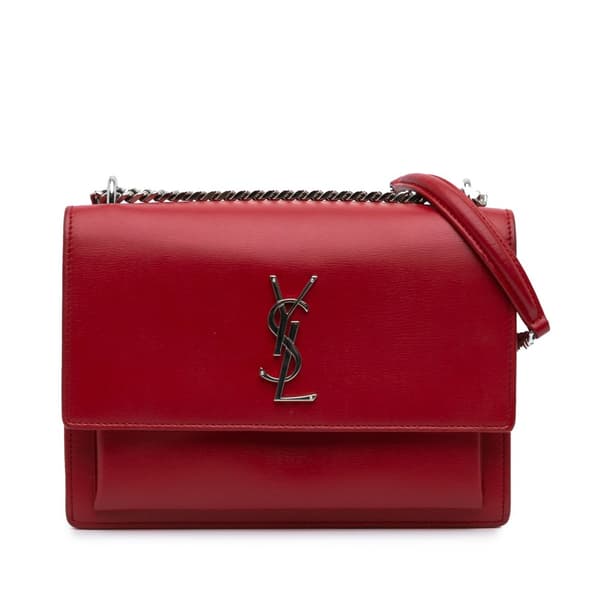 Pre-owned Saint Laurent Medium Leather Monogram Sunset Crossbody Red