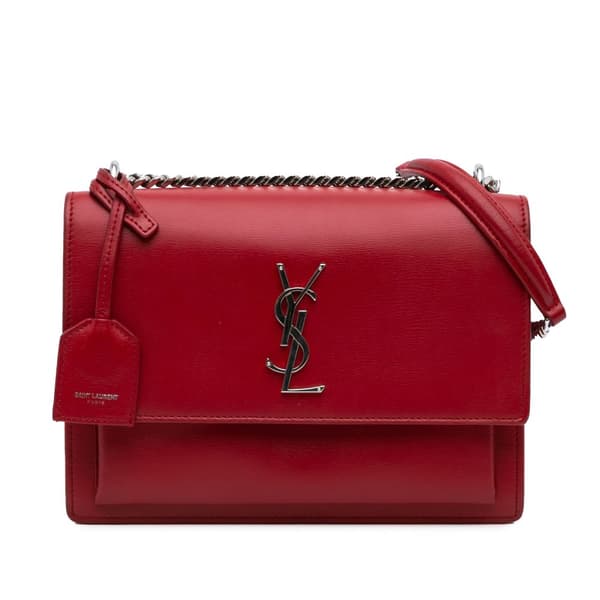 Pre-owned Saint Laurent Medium Leather Monogram Sunset Crossbody Red