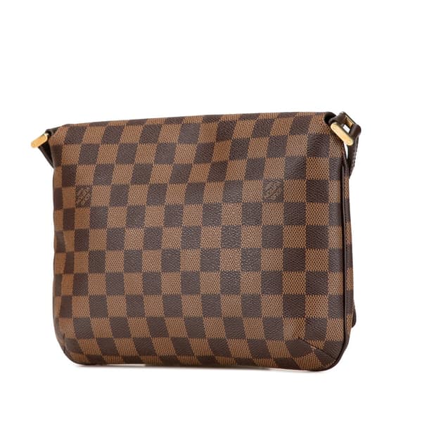 Pre-owned Louis Vuitton Damier Ebene Musette Tango Long Strap Brown