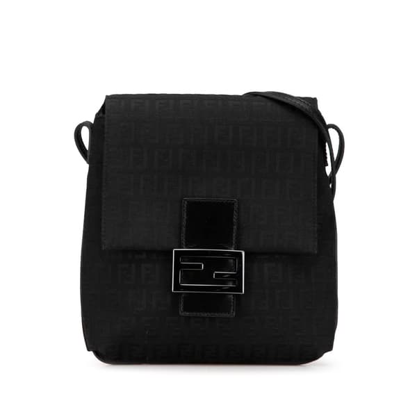 Pre-owned Fendi Zucchino Canvas Crossbody Black