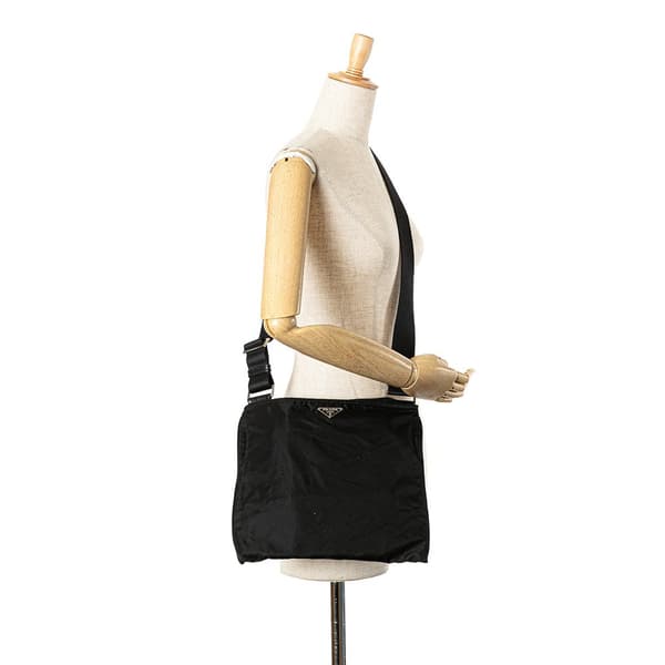 Pre-owned Prada Tessuto Zip Top Crossbody Black