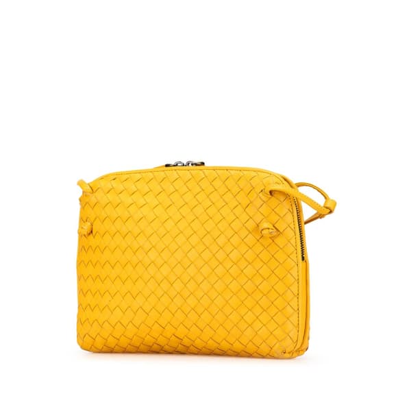 Pre-owned Bottega Veneta Medium Nappa Intrecciato Nodini Crossbody Yellow