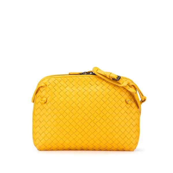 Pre-owned Bottega Veneta Medium Nappa Intrecciato Nodini Crossbody Yellow