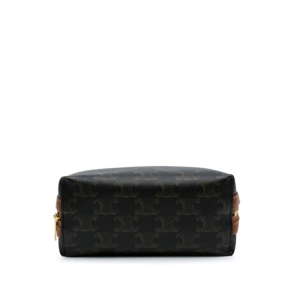 Pre-owned Celine Triomphe Coated Canvas Clutch On Chain Brown
