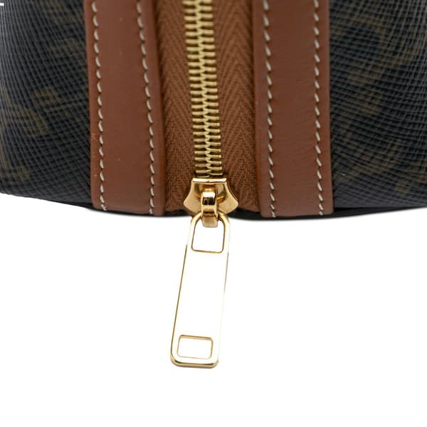 Pre-owned Celine Triomphe Coated Canvas Clutch On Chain Brown