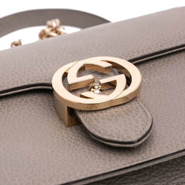 Pre-owned Gucci Small Dollar Calfskin Interlocking G Crossbody Gray