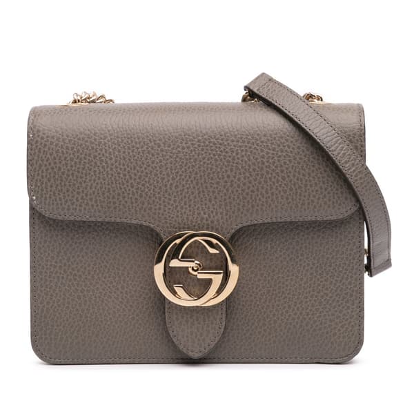 Pre-owned Gucci Small Dollar Calfskin Interlocking G Crossbody Gray