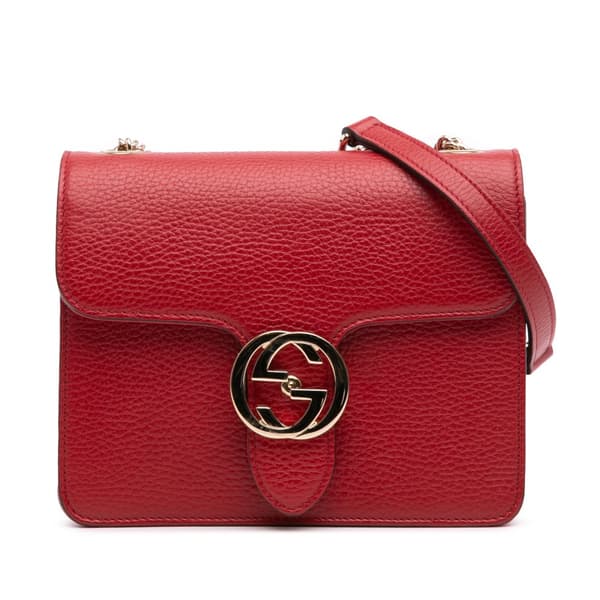 Pre-owned Gucci Small Dollar Calfskin Interlocking G Crossbody Red