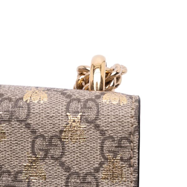 Pre-owned Gucci Small GG Supreme Bee Padlock Crossbody Brown