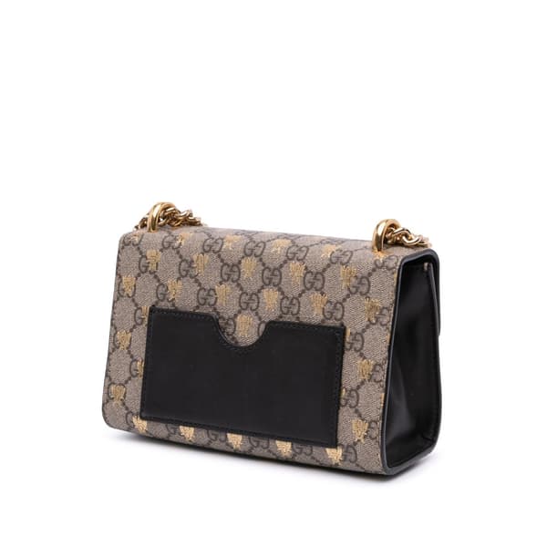 Pre-owned Gucci Small GG Supreme Bee Padlock Crossbody Brown