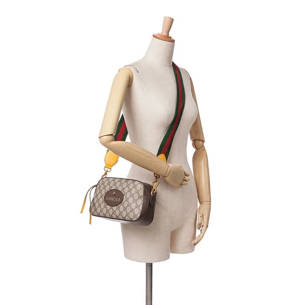 Pre-owned Gucci GG Supreme Web Neo Vintage Crossbody Brown