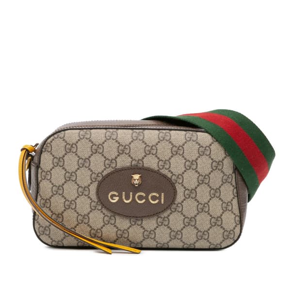 Pre-owned Gucci GG Supreme Web Neo Vintage Crossbody Brown