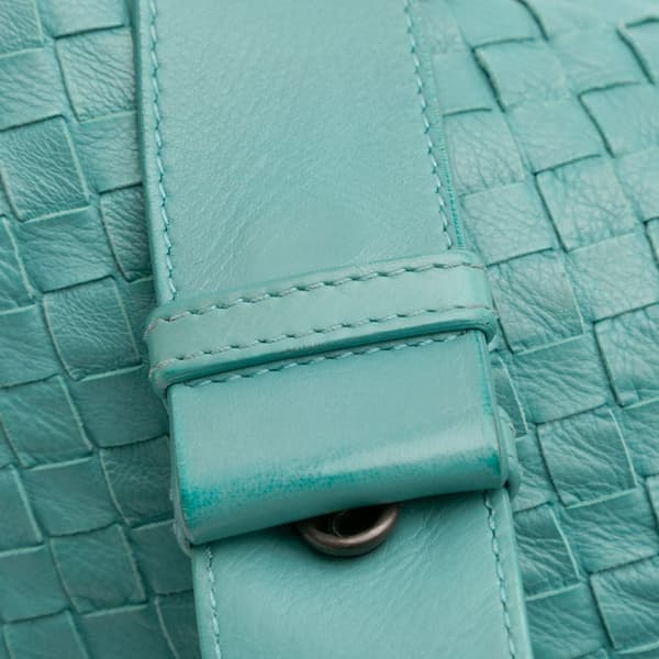 Pre-owned Bottega Veneta Nappa Intrecciato Crossbody Blue