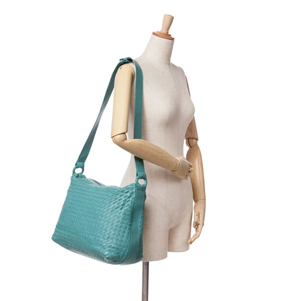 Pre-owned Bottega Veneta Nappa Intrecciato Crossbody Blue