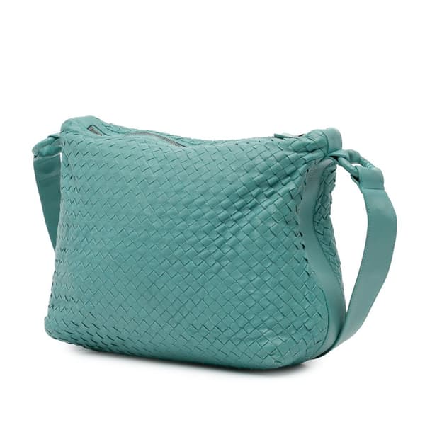 Pre-owned Bottega Veneta Nappa Intrecciato Crossbody Blue
