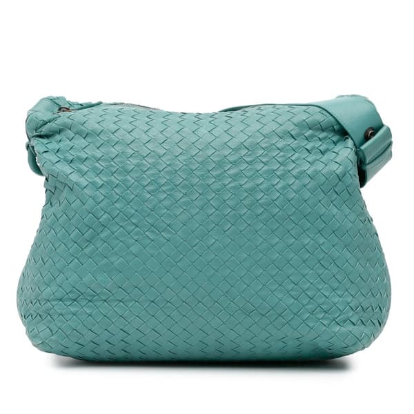 Pre-owned Bottega Veneta Nappa Intrecciato Crossbody Blue