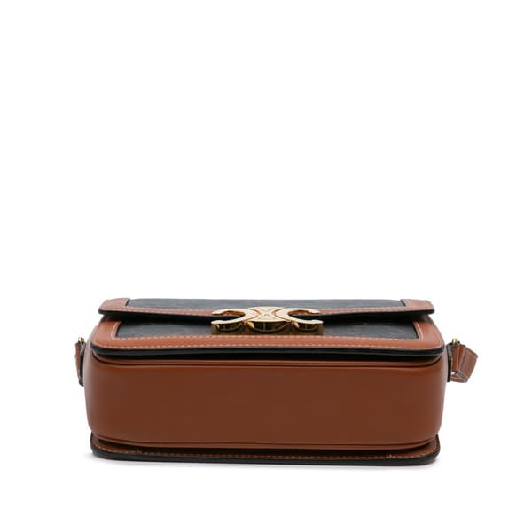 Pre-owned Celine Teen Coated Canvas Triomphe Crossbody Brown
